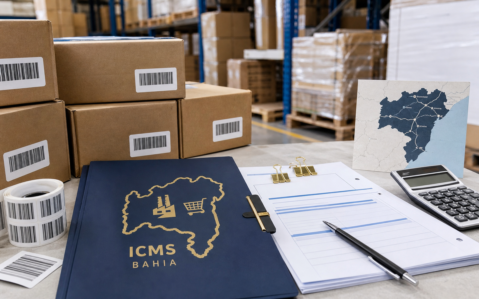 Equipe contábil avaliando operações fiscais de ICMS